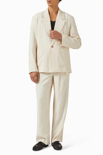 Textured Tailored Jacket in Linen-blend