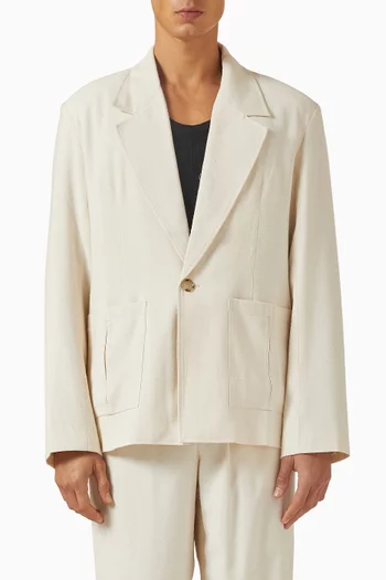 Textured Tailored Jacket in Linen-blend