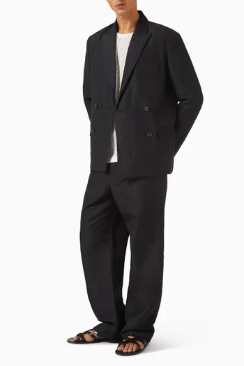 Double Breasted Jacket in Wool & Linen