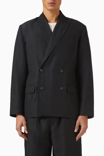 Double Breasted Jacket in Wool & Linen