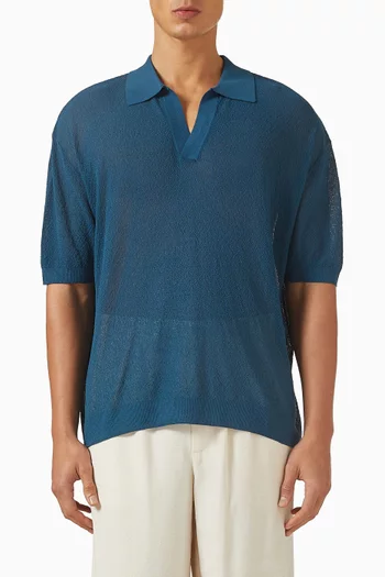 Textured Polo Shirt in Fine Knit