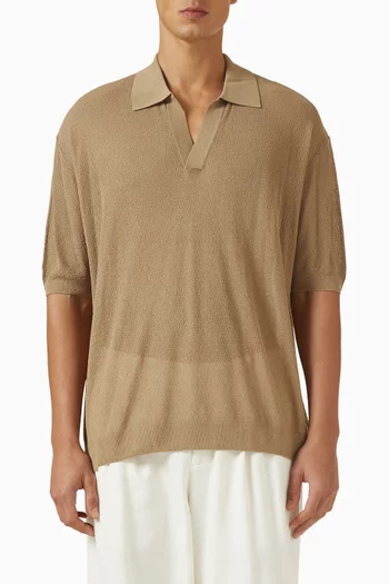 Textured Polo Shirt in Fine Knit