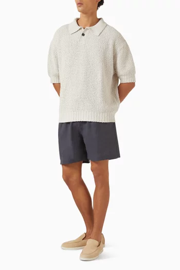 Textured Polo Shirt in Cotton Knit
