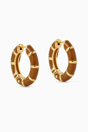 Bambou Hoop Earrings in Enamel & Gold-plated Metal