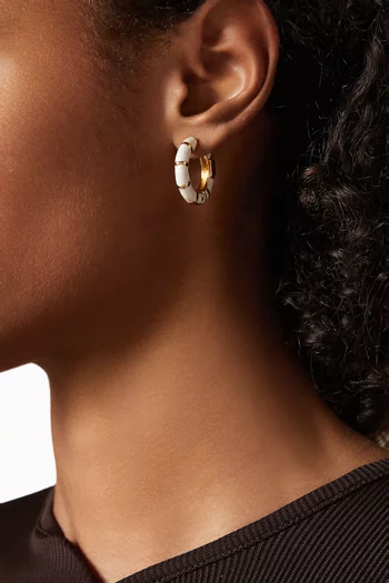 Bambou Hoop Earrings in Enamel & Gold-plated Metal