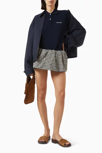 Gingham Check Mini Skirt in Cotton