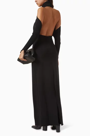 Circle Mockneck Gown in Crepe