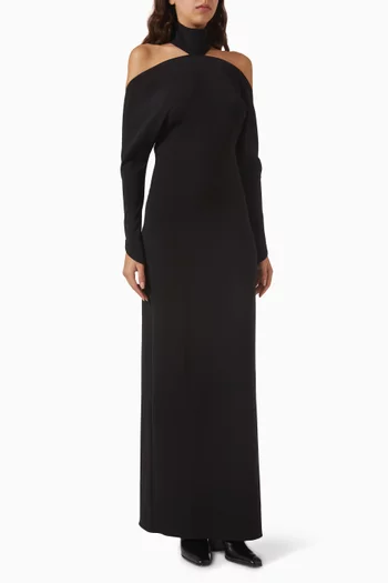 Circle Mockneck Gown in Crepe