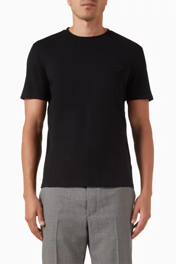 Logo-embroidered T-shirt in Stretch Cotton