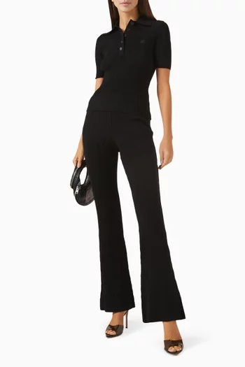 Signature Rib-knit Polo in Viscose Blend