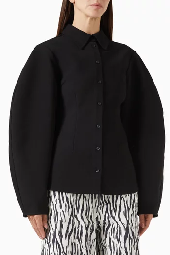 قميص بقصة تضيق باتجاه الأسفل قماش بدل