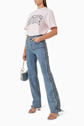 Laced Straight Leg Jeans in Denim
