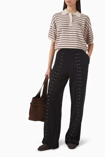 Slinky Striped Knit Polo Shirt