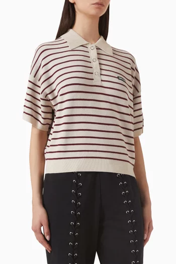 Slinky Striped Knit Polo Shirt