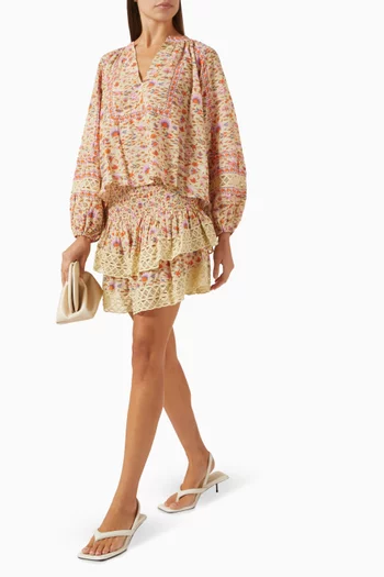 Soraya Shirred Mini Skirt in Cotton Blend