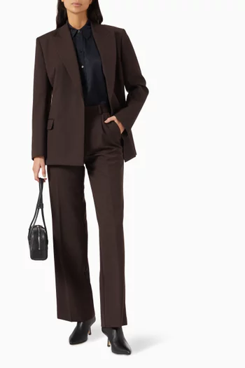 Trent Wide-leg Pants in Wool-blend