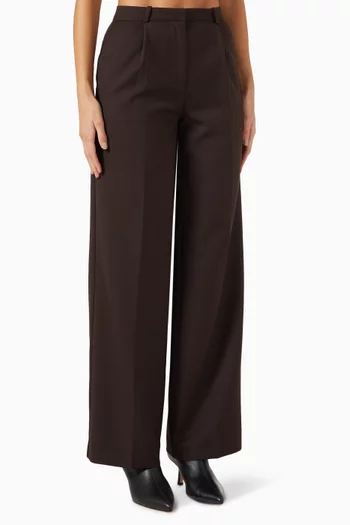 Trent Wide-leg Pants in Wool-blend