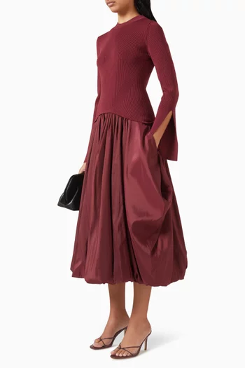 Kenlie Midi Dress in Taffeta & Knit