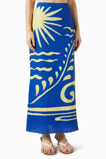 تنورة ماجدة بخصر مرتفع كتان