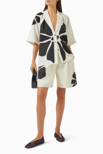 Sydney Floral-print Top in Linen