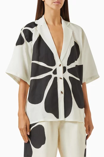 Sydney Floral-print Top in Linen