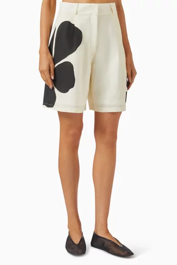 Sia Floral-print Shorts in Linen