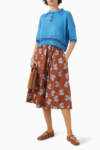 Polo Cropped T-shirt in Knit