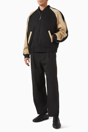 جاكيت بومبر مقسم بألوان صوف بكر