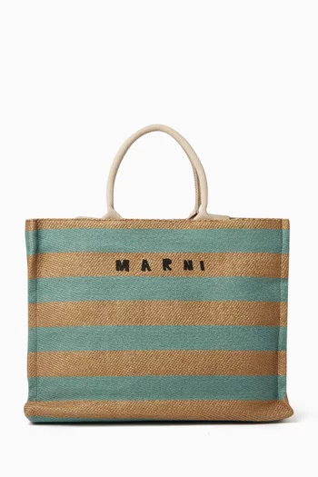 Large Logo Tote Bag in Raffia