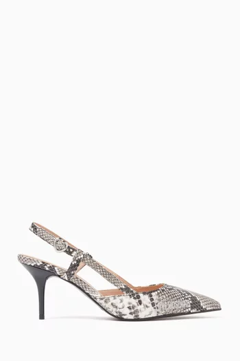 Snakeskin-effect Logo Slingback Pumps