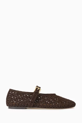 Sydney Mary Jane Ballet Flats in Woven Neoprene