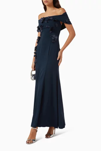 3D Applique Dress in Crepe