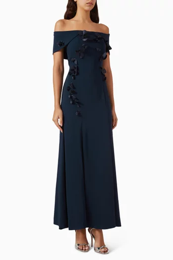 3D Applique Dress in Crepe