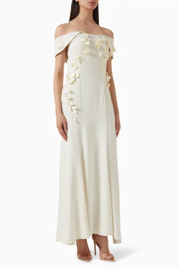 3D Applique Dress in Crepe