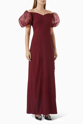 Embellished Dress in Crepe & Organza