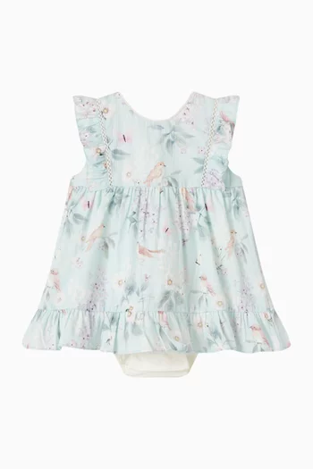 Madelyn Printed Overlay Dress in Cotton