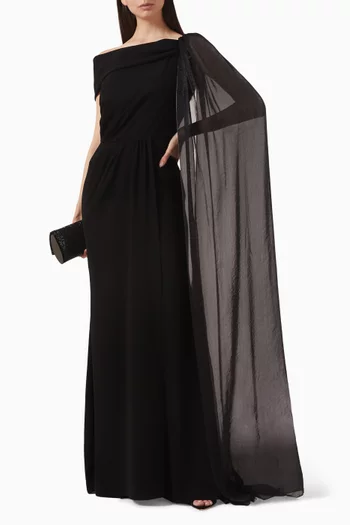 Cape-sleeve Dress in Lurex-jersey