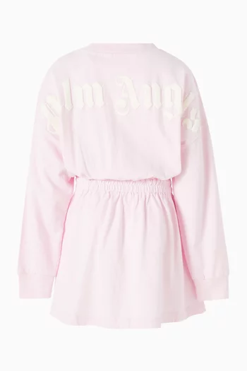 فستان بنمط تي شيرت وطبعة شعار الماركة