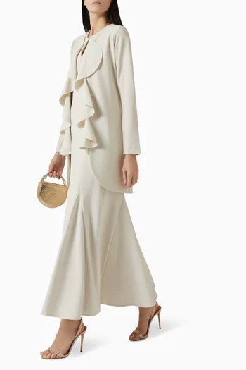 Peony Two-piece Ruffled Gown & Jacket in Crepe
