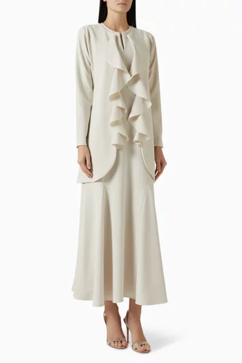 Peony Two-piece Ruffled Gown & Jacket in Crepe