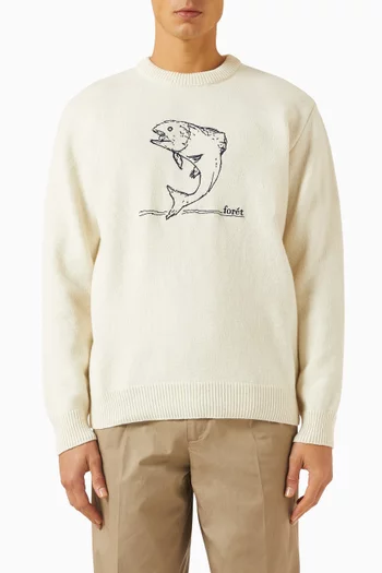 Fishing-print Sweater in Knit