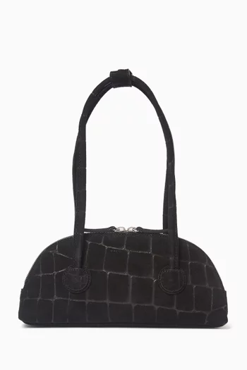 Bessette Shoulder Bag in Croc-embossed Suede