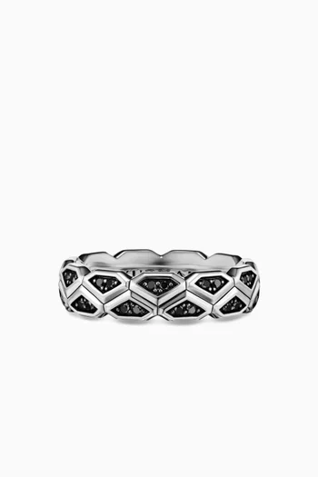 Hex Band Diamond Ring in Sterling Silver