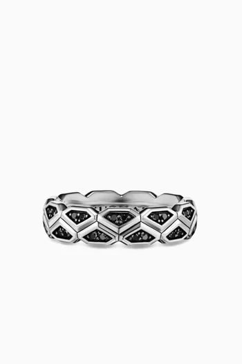 Hex Band Diamond Ring in Sterling Silver