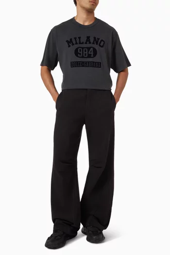 بنطال رياضي بساقين واسعتين قطن