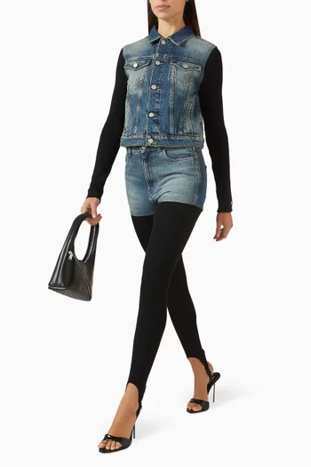 بنطال دينم ونسيج مضلع