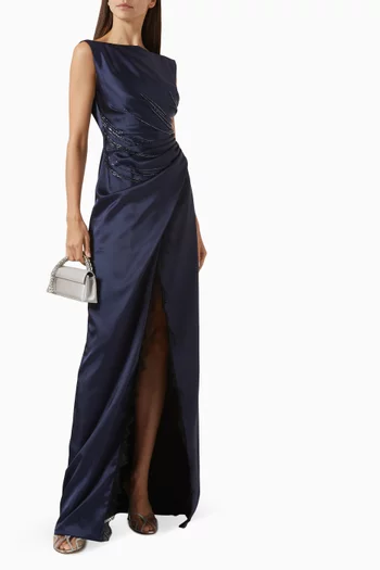 Juno Embellished Dress in Satin