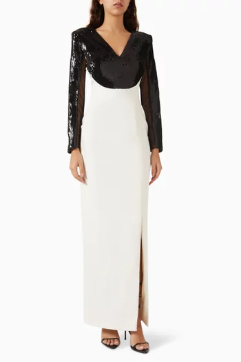 V-neck Sequin-embellished Maxi Dress