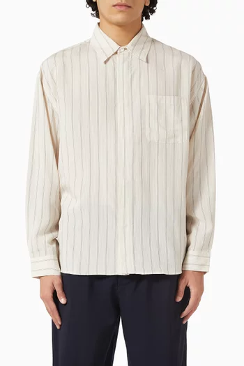 قميص مخطط مزيج حرير