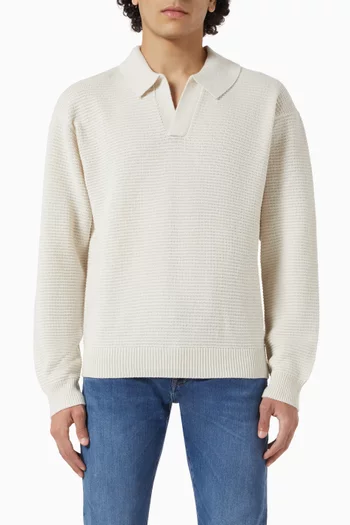 Textured Polo Sweater in Wool & Cashmere